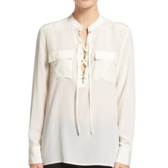 Madewell Tops - Madewell Cream Lace-Up Blouse‎